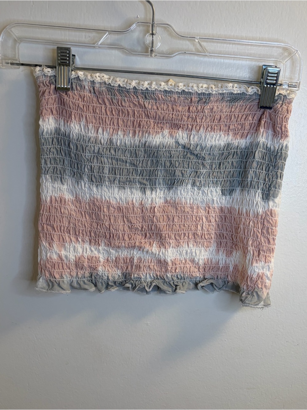 Vintage Havana Girls XL 16 Pink Gray Striped Smocked Tube Top Boho Coquette